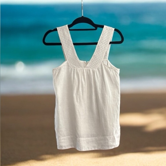 J. Crew White Sleeveless Linen Tank Top. - Picture 3 of 6